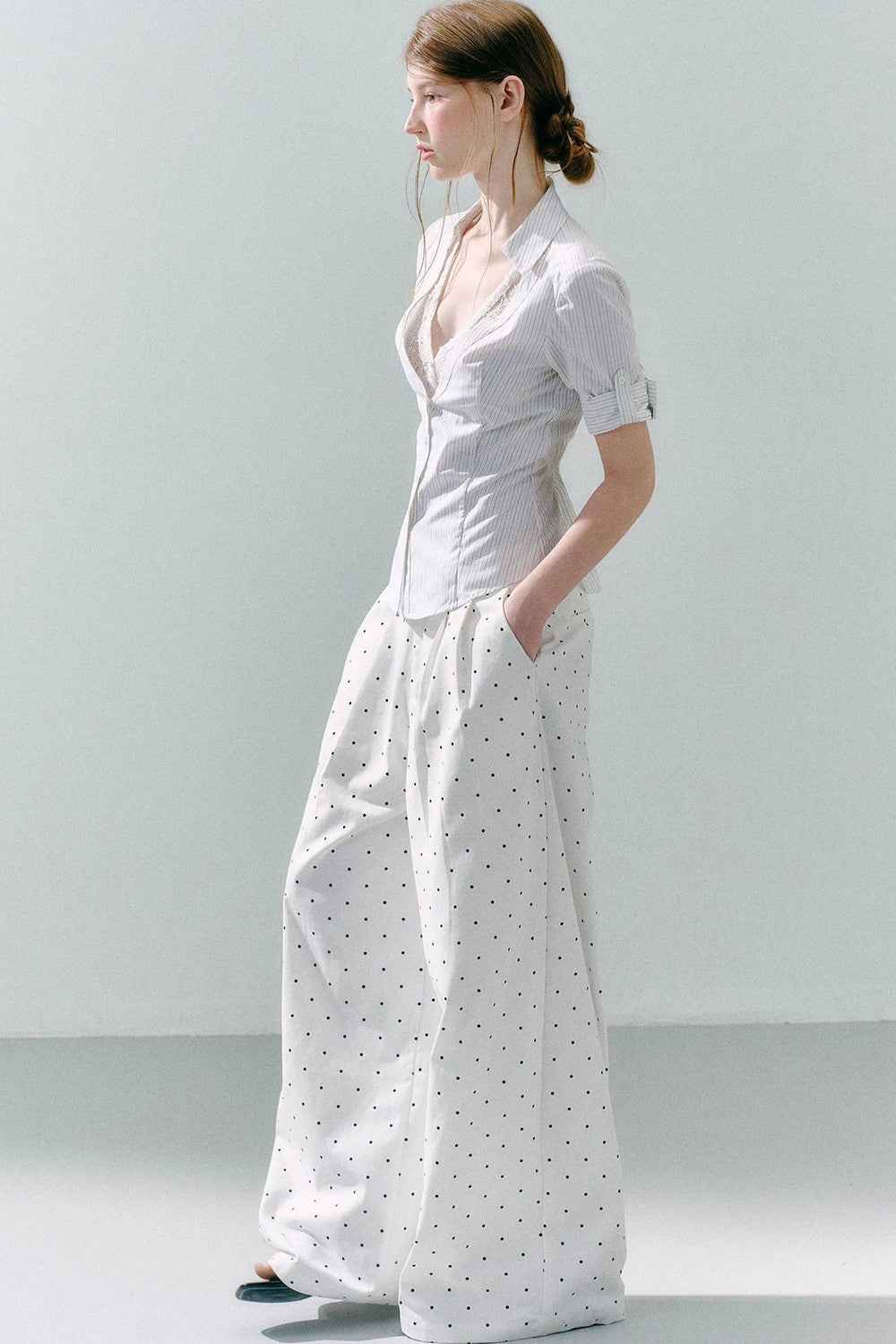 Lace Low Neck Two-Piece Blouse