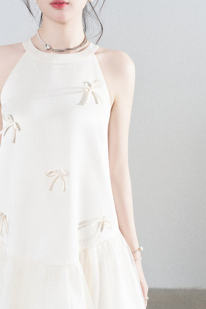 Apricot Halter Mesh Dress