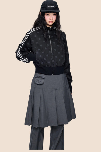 Polka Dot Print Side Stripe Jacket