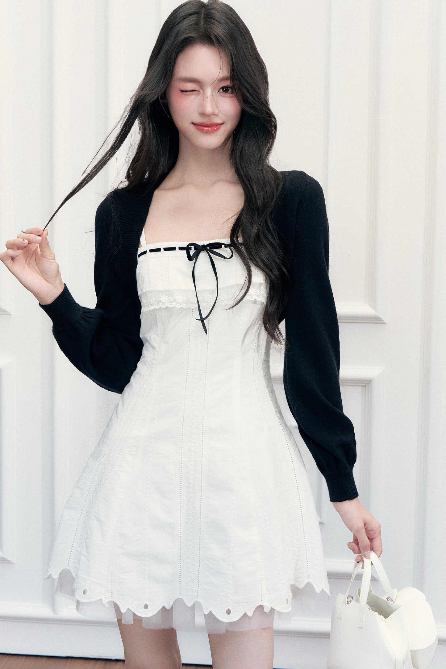 Lace A-Line Dress and Cardigan Set-Up
