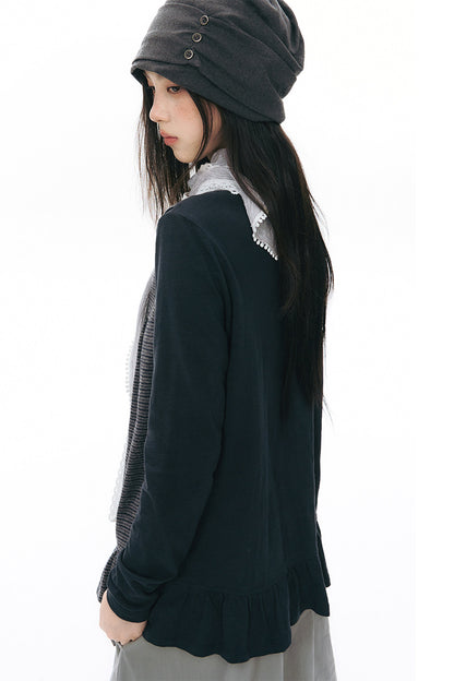 Side Seam Button Pleated Beanie Knit