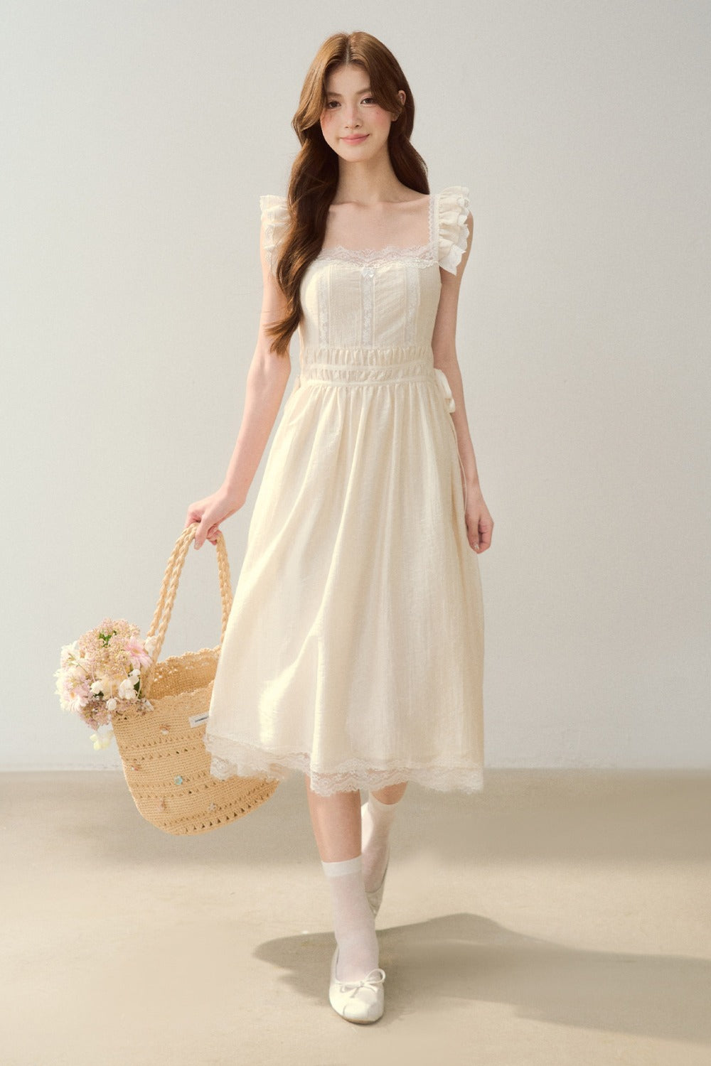 White Shell Lace Dress