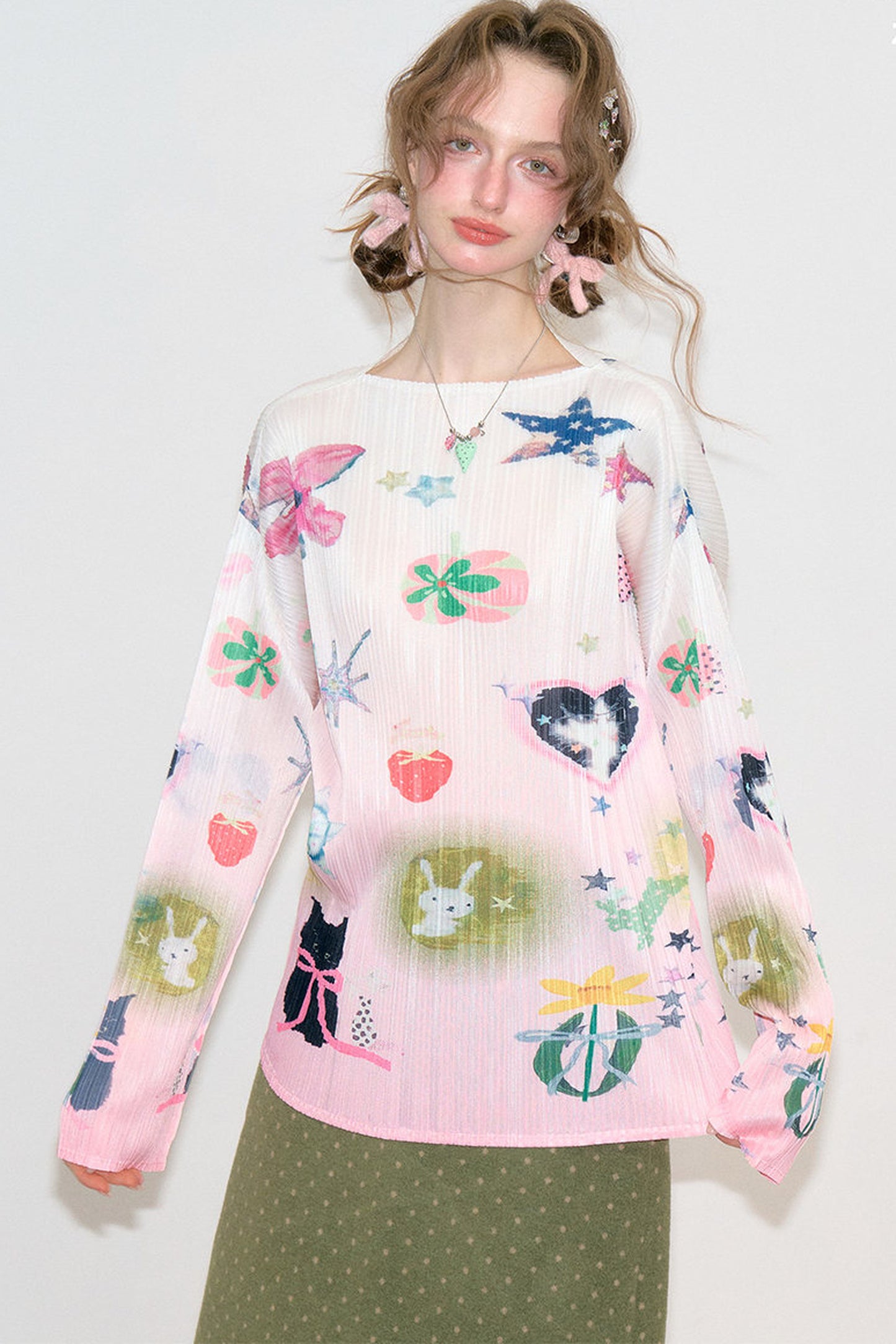 Pink Mist Pleated Blouse