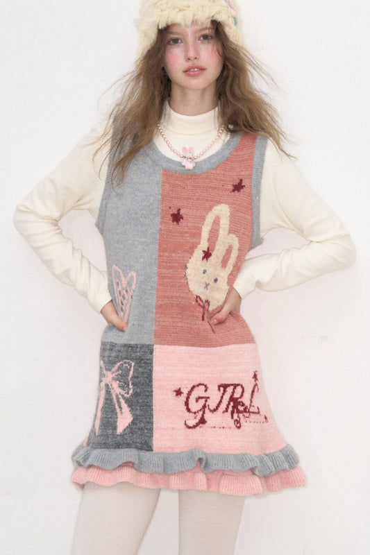 Rabbit Bow Knitted Dress