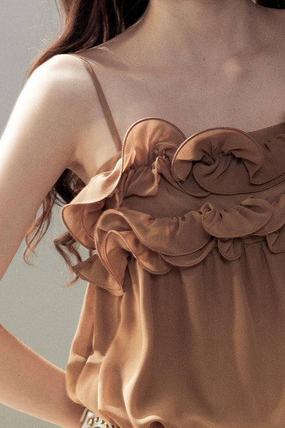 Ruffled Chiffon Camisole Top