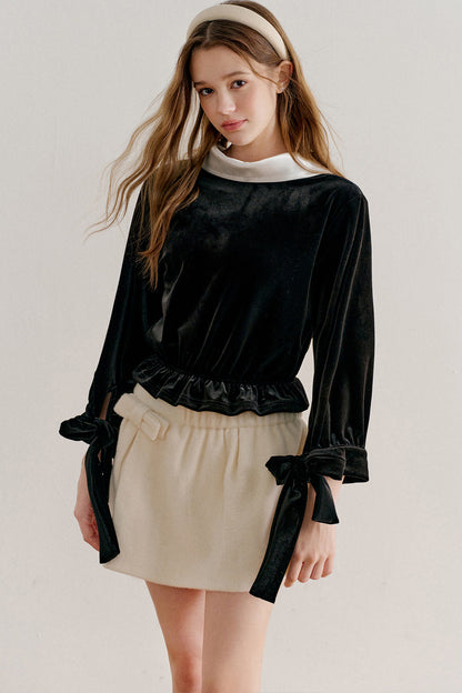 Reversible Velvet Peter Pan Collar Shirt