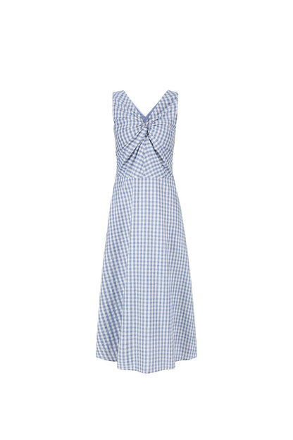 Kariertes Wickelkleid mit V-Ausschnitt