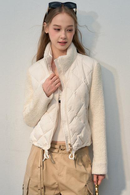 Diamond Knit Patchwork Down Jacket