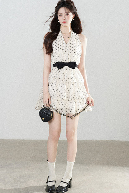 Pink Polka Dot Chiffon Dress
