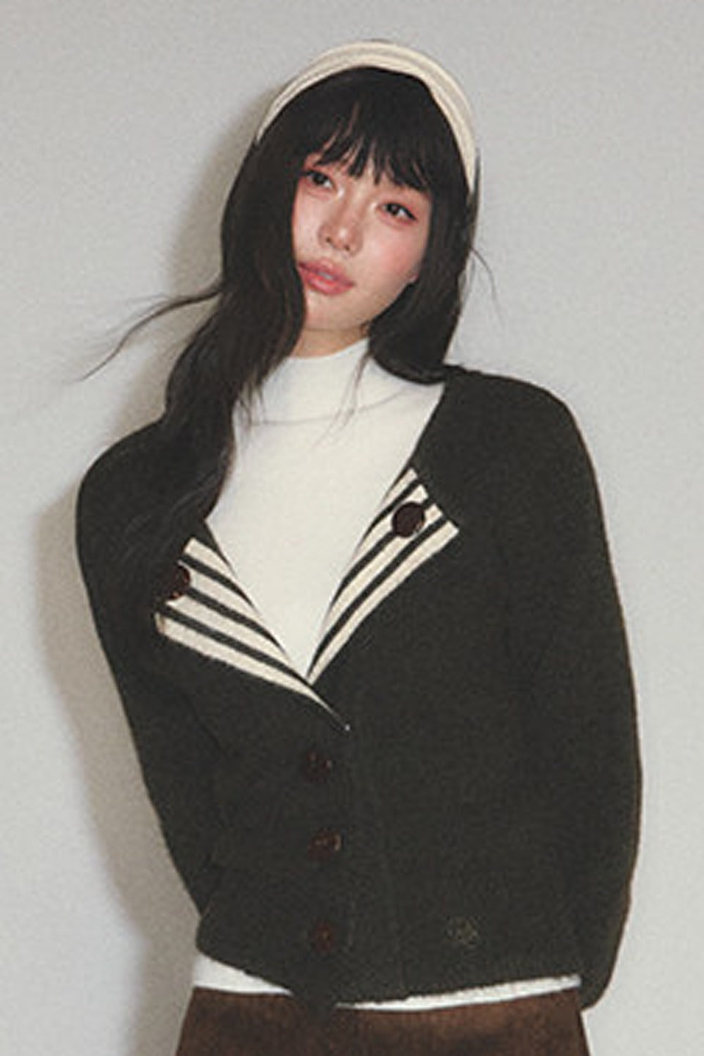 Striped Color-Block Knit Cardigan