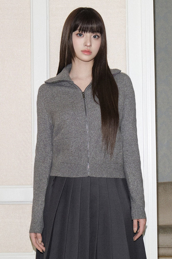Avenement Lapel Long Sleeve Knitted Cardigan