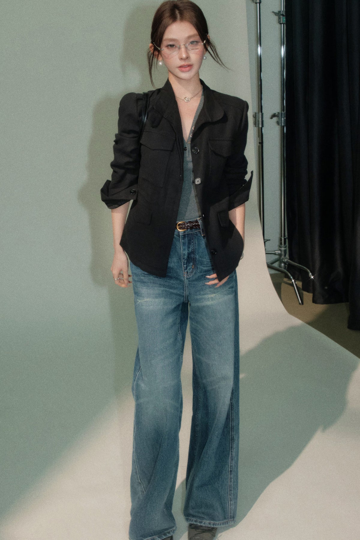 Workwear Linen Top and Jeans Set-Up