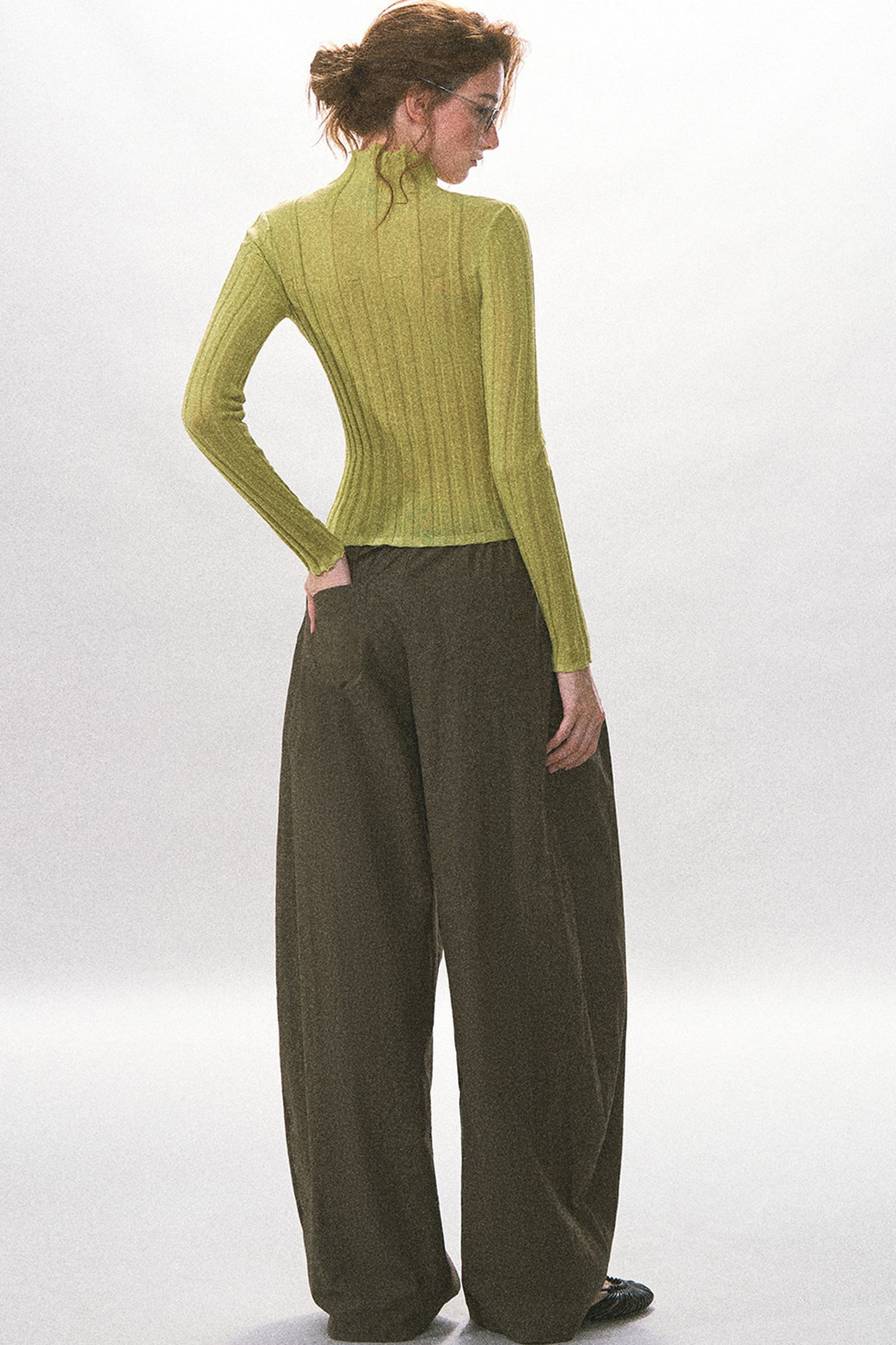 Single-Breasted Vertical Ribbed Stand Collar Knit Cardigan
