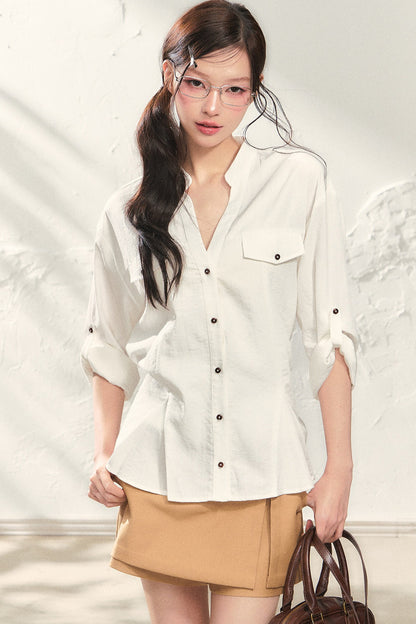 Khaki A-Line Skirt Pants Set-Up