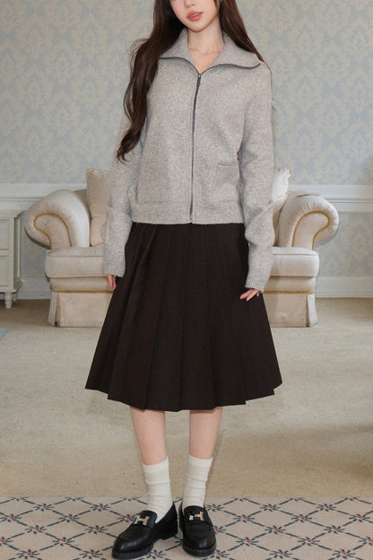 Avenement Lapel Long Sleeve Knitted Cardigan