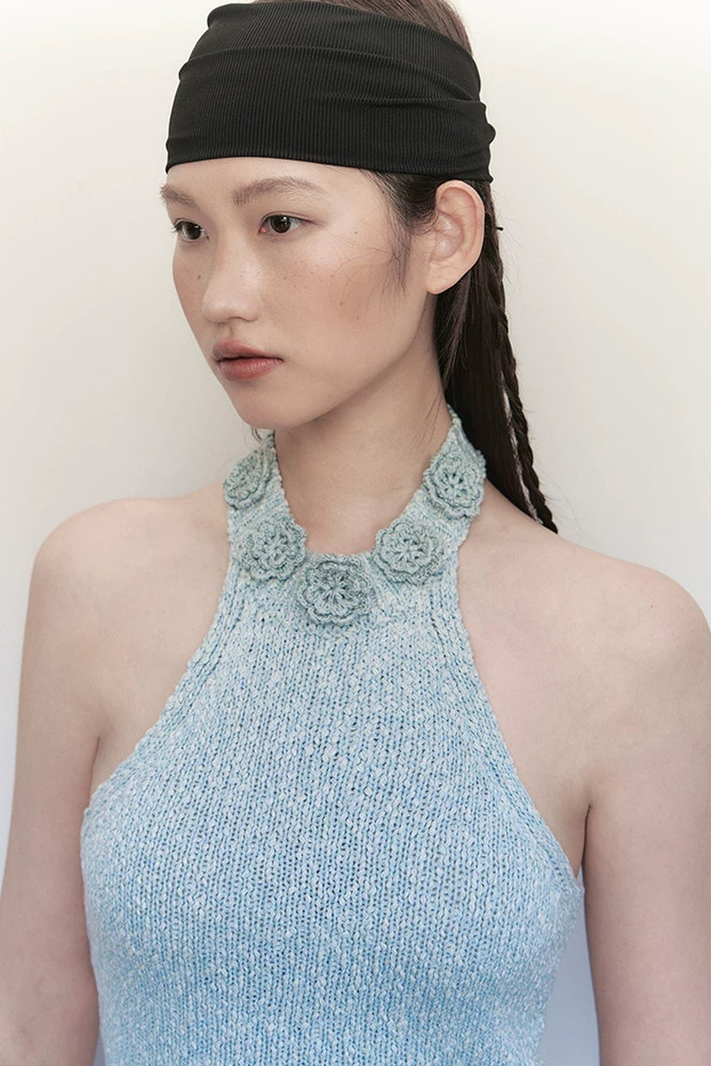 Handmade Crochet Floral Collar Sleeveless Top