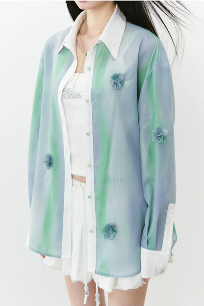Chemise épaisse à fleurs avec protection solaire