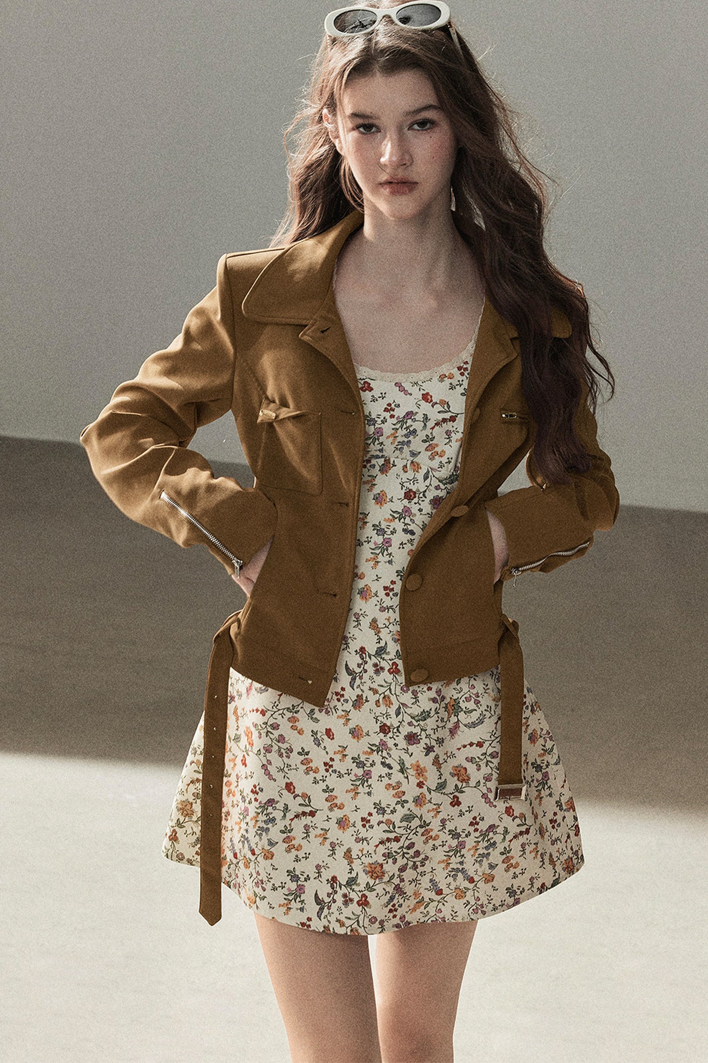 Veste courte style daim PU