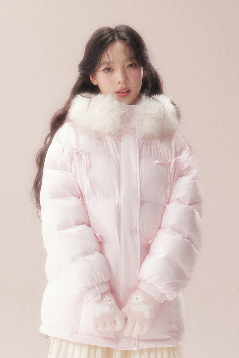 Snow Bow Fur Collar Down Jacket