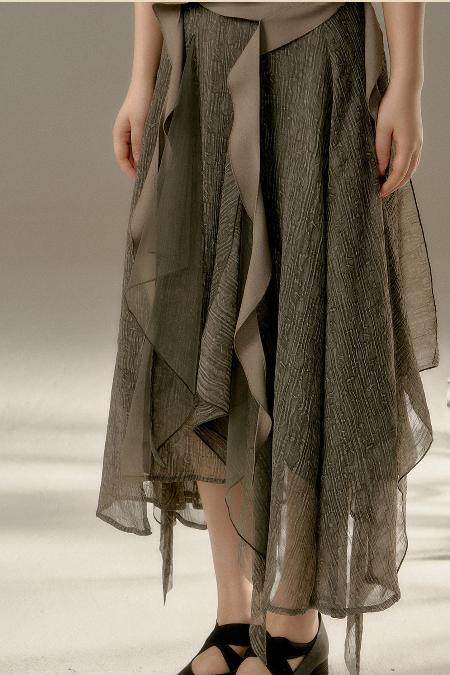 Drapey A-Line Midi Skirt