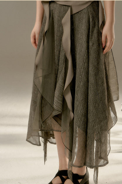 Drapey A-Line Midi Skirt