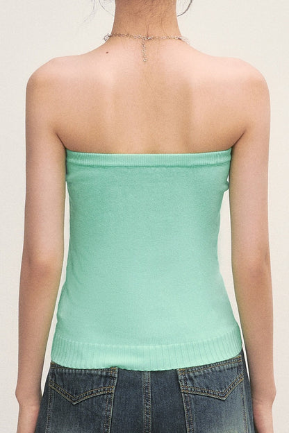 Mint Green Knit Bow Tube Top