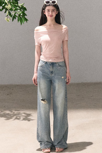 Lyocell Wool Twist-Neck Top