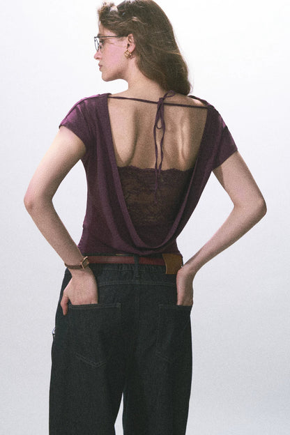 Backless Lace Two-Way Top