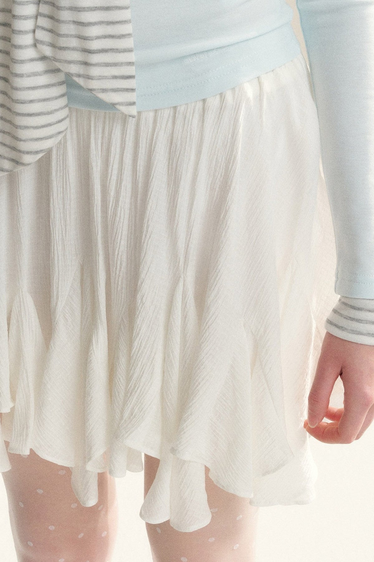 Navy Collar Striped Patchwork Tee