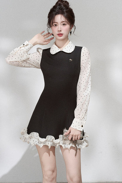Doll Collar Layered-Look Dress