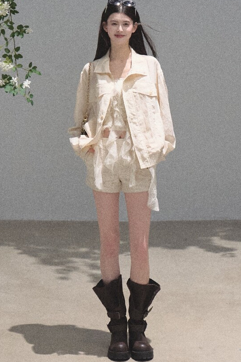 Slim-Fit High-Waisted Suit Shorts