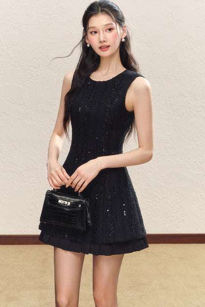 Little Chanel Style Satin Vest Dress and Jacket Set