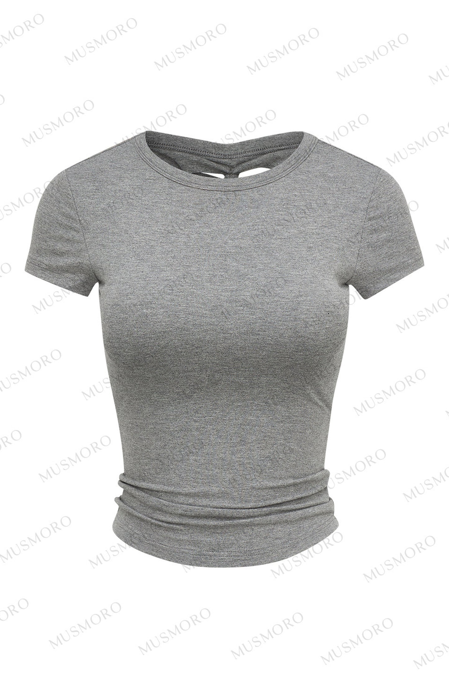 Kurzärmelige Bluse mit gedrehtem Rücken
