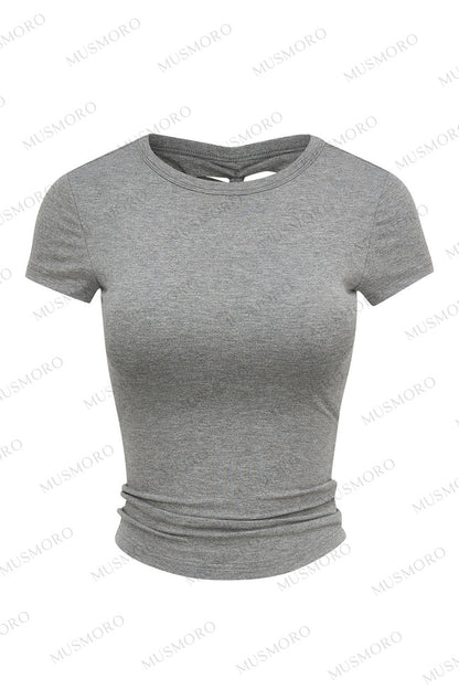 Kurzärmelige Bluse mit gedrehtem Rücken