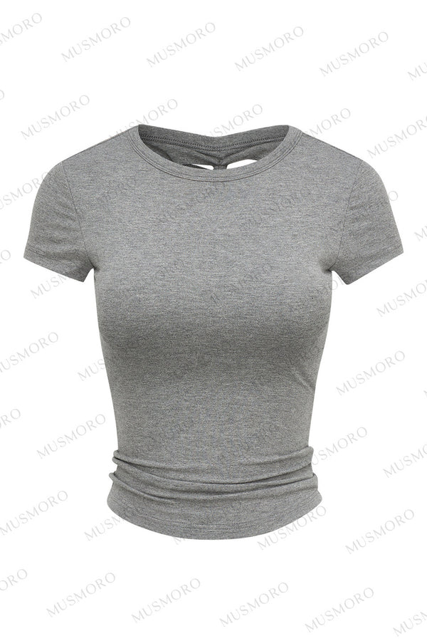 Twisted Back Short Sleeve Blouse