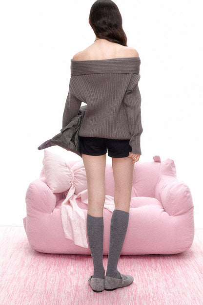 Off-Shoulder Knit Sweater