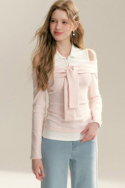 Off-Shoulder Layered-Look Tie Top