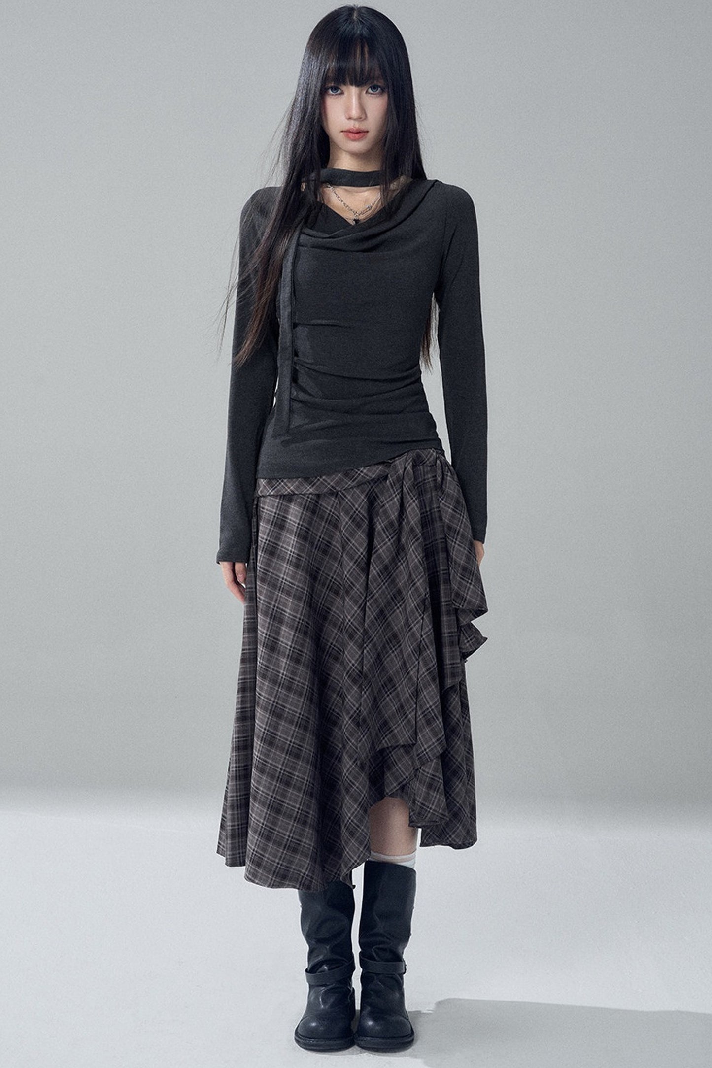 Gray Cowl Neck Top