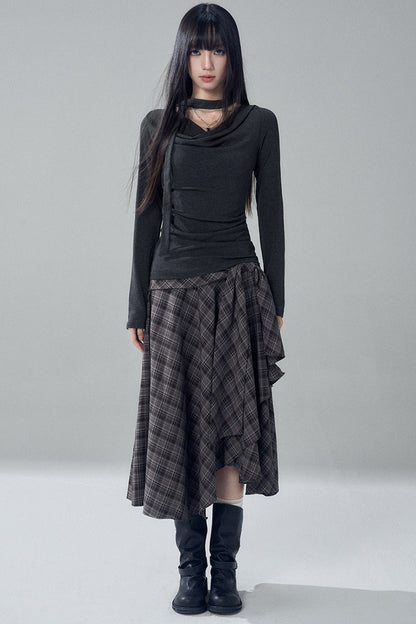 Gray Cowl Neck Top