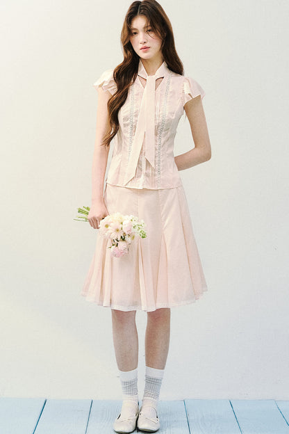 Conjunto de blusa de seda de morera bruma ligera