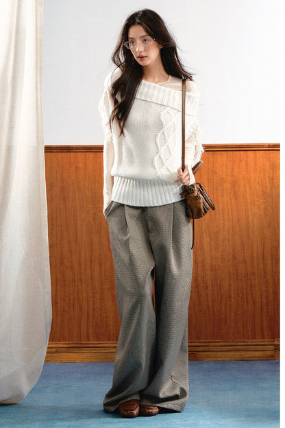 Korean Slanted Shoulder Sweater