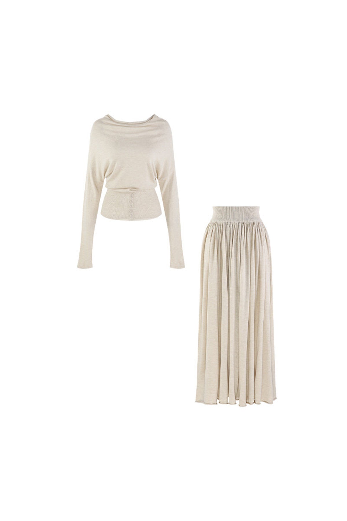 Long Sleeve Knit Top and Skirt Set