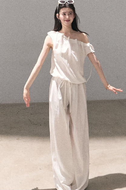 Lyocell Linen Wide-Leg Pants