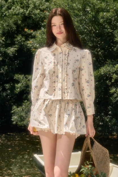 Floral Shirt and Skirt Set-Up
