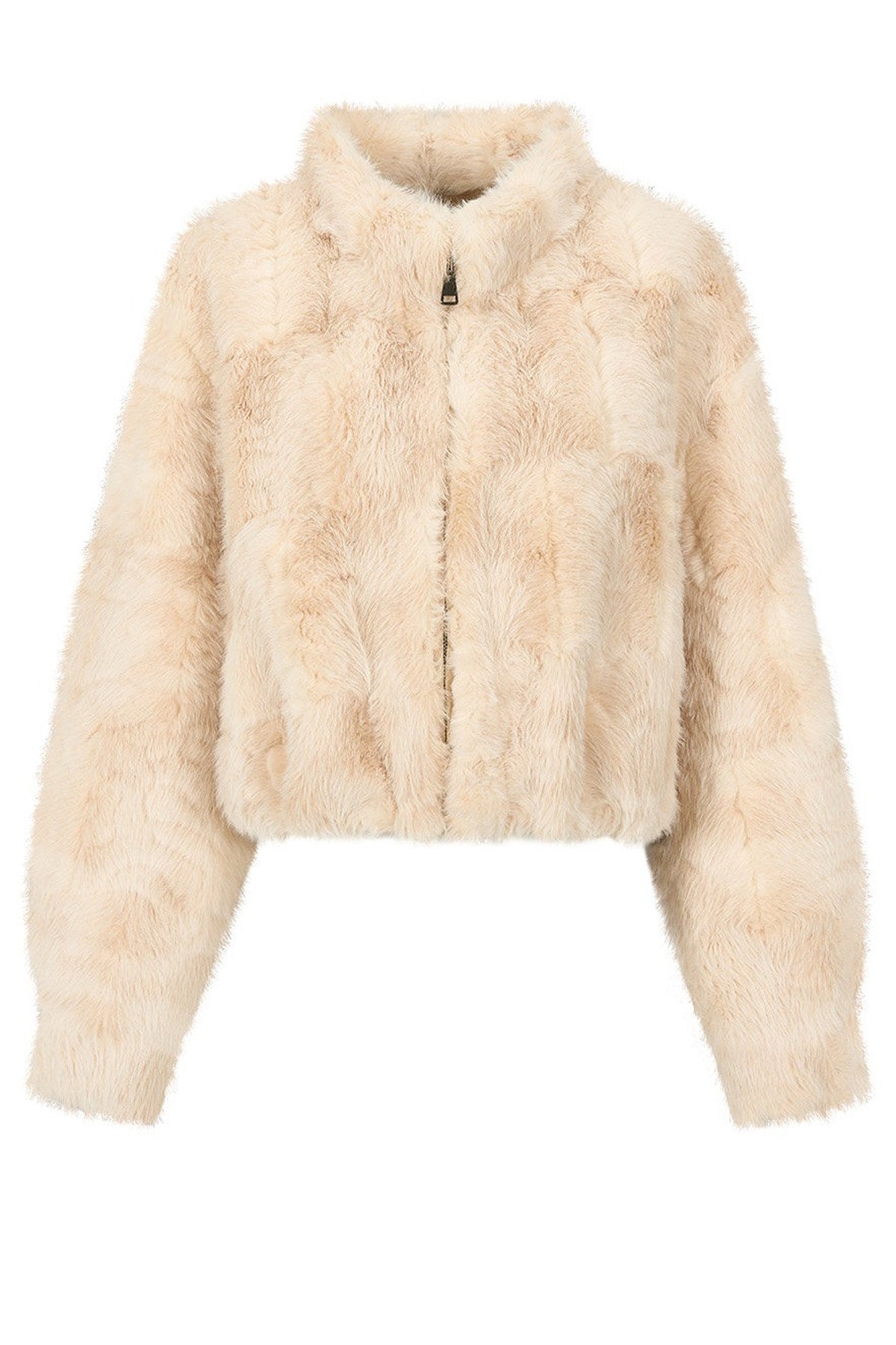 Stand Collar Faux Fur Jacket