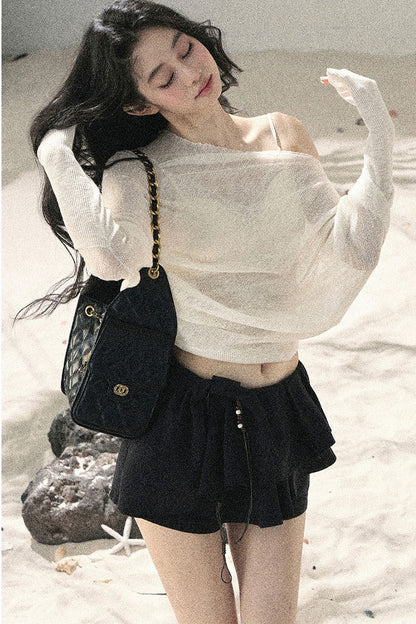 Conjunto de Top Hazy Mist Sin Hombros