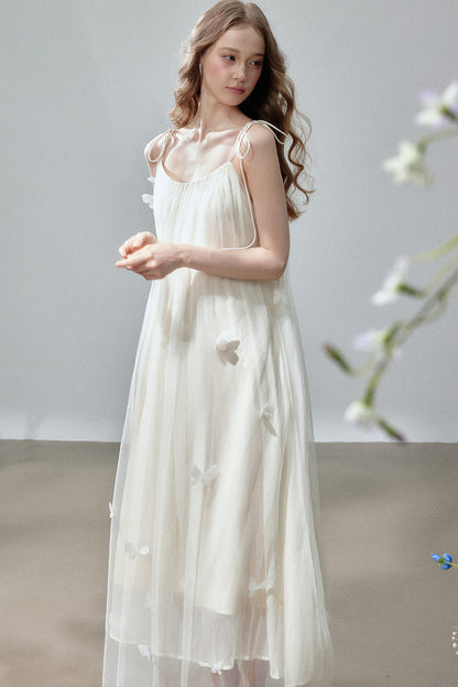 Butterfly Mesh Strap Long Dress