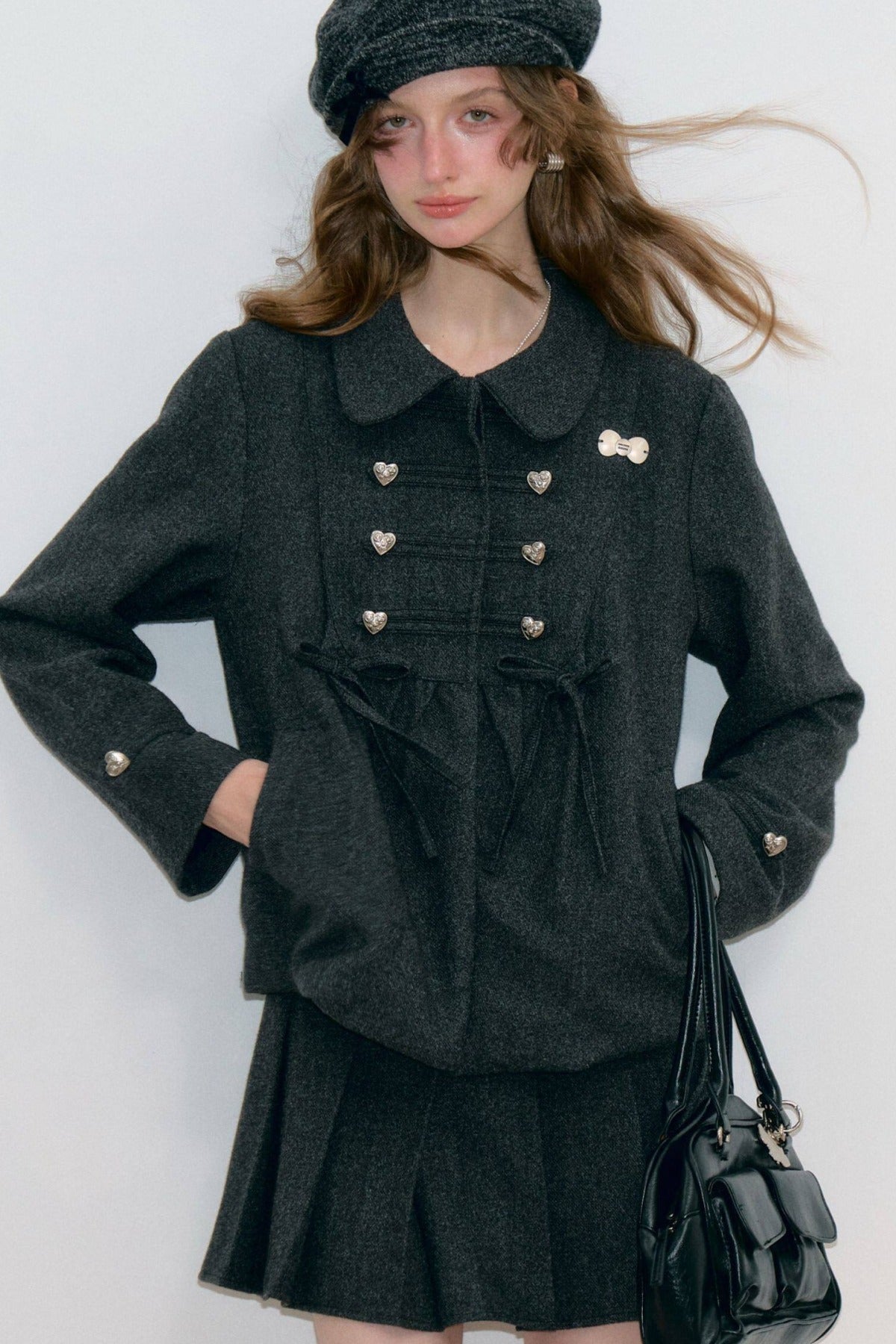 Doll Collar Bow Wool Coat