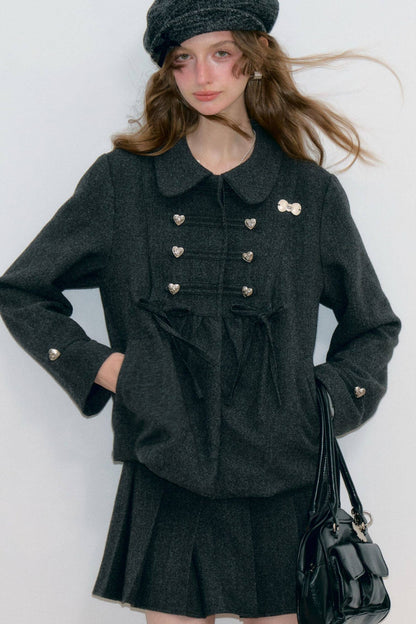 Doll Collar Bow Wool Coat