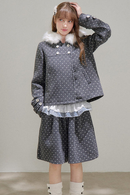A-Line Polka Dot Tweed Skirt-Pants